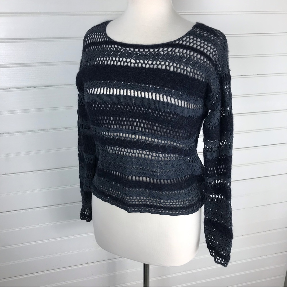 Peruvian Connection Pima Cotton and Baby Alpaca Crochet Blue's Cardigan